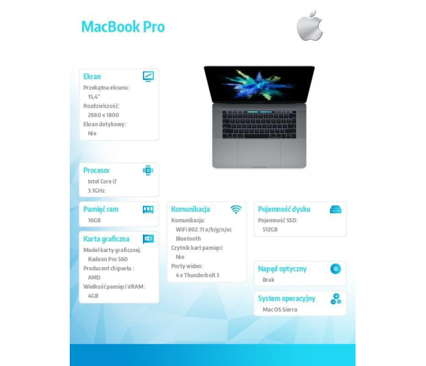 Apple MacBook Pro i7 3,1GHz/16/512/Radeon 560 Space Gray - 403248 - zdjęcie 6